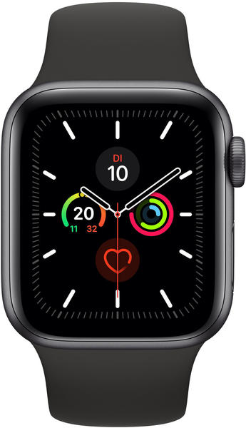 Apple Watch Series 5 GPS + LTE 40mm Aluminium grau Sportarmband schwarz