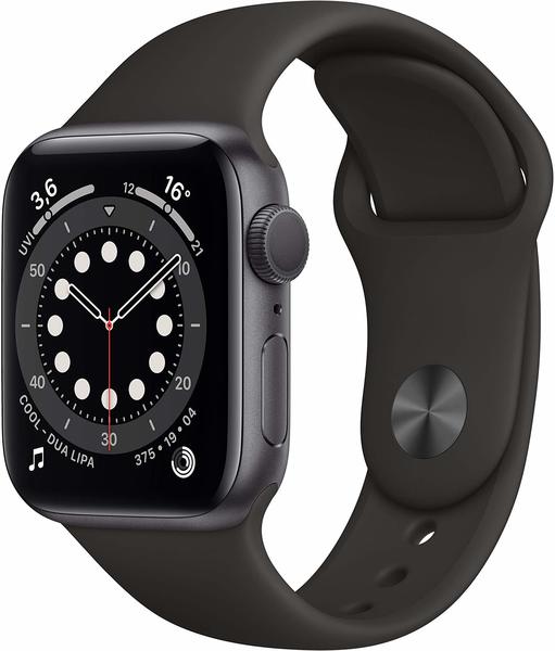 Apple Watch Series 6 Space Grau Aluminium 40mm Sportarmband Schwarz