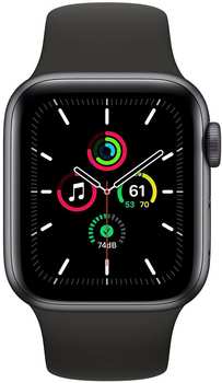 Apple Watch SE Space Grau 40mm Sportarmband Schwarz