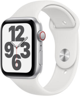 Apple Watch SE LTE Silber 44mm Sportarmband Weiß