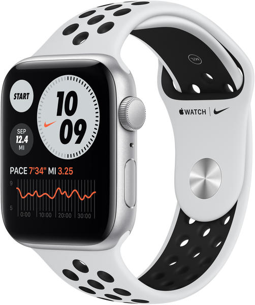 Apple Watch SE Nike Silber 44mm Sportarmband Pure Platinum/Schwarz