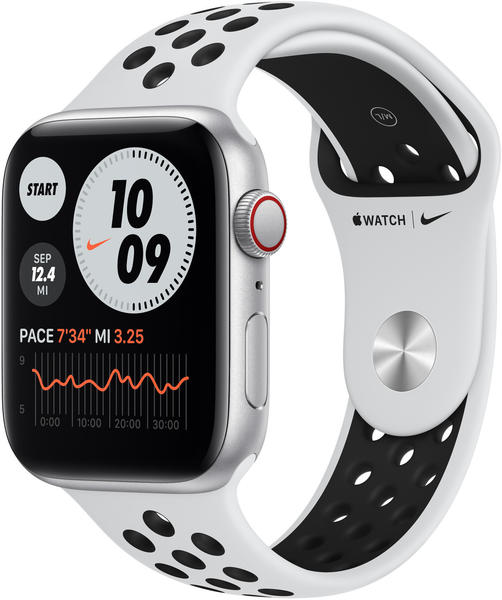 Apple Watch SE LTE Nike Silber 44mm Sportarmband Pure Platinum/Schwarz