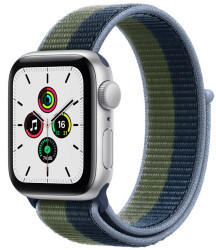 Apple Watch SE 4G Silver 40mm Sport Loop Band Abyss Blue/Moss Green