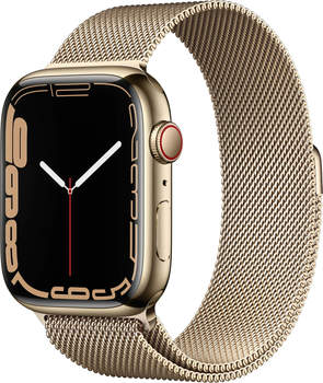 Apple Watch Series 7 4G 45mm Edelstahl Milanaise Armband Gold
