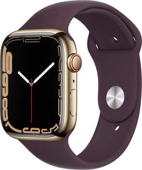 Apple Watch Series 7 4G 45mm Edelstahl Sportarmband Dunkelkirsche