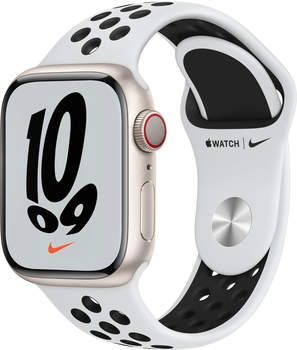 Apple Watch Series 7 Nike 4G 41mm Aluminium Sportarmband Pure Platinum/Schwarz