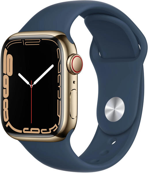 Apple Watch Series 7 4G 45mm Edelstahl gold Sportarmband Abyssblau