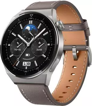 Huawei WATCH GT 3 Pro Titanium graues Lederarmband