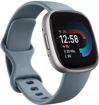 Fitbit Versa 4 Wasserfallblau/Aluminium in Platin