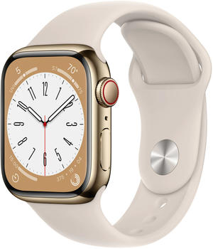 Apple Watch Series 8 4G 41mm Edelstahl Gold Sportarmband Polarstern
