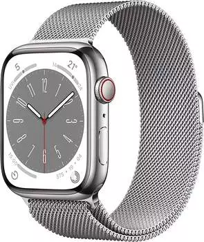 Apple Watch Series 8 4G 45mm Edelstahl silber Milanaise silber
