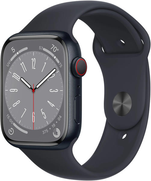 Apple Watch Series 8 4G 45mm Aluminium Mitternacht Sportarmband Mitternacht
