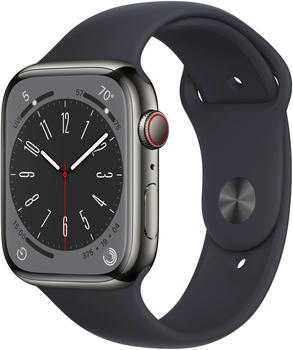 Apple Watch Series 8 4G 45mm Edelstahl Graphit Sportarmband Mitternacht