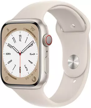 Apple Watch Series 8 4G 45mm Aluminium Polarstern Sportarmband Polarstern
