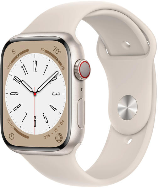 Apple Watch Series 8 4G 45mm Aluminium Polarstern Sportarmband Polarstern  Test - Note: 86/100