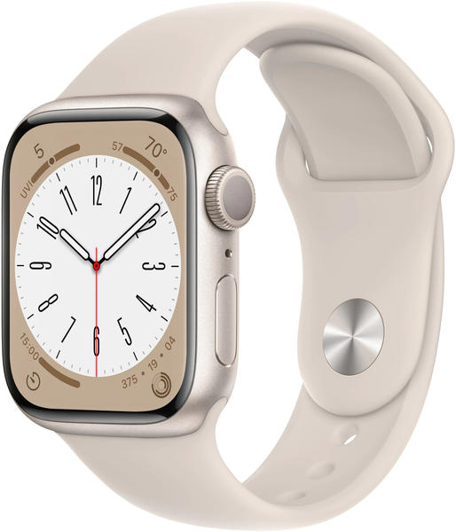 Apple Watch Series 8 GPS 41mm Aluminium Polarstern Sportarmband Polarstern