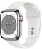 Apple Watch Series 8 4G 41mm Edelstahl silber Sportarmband Weiß