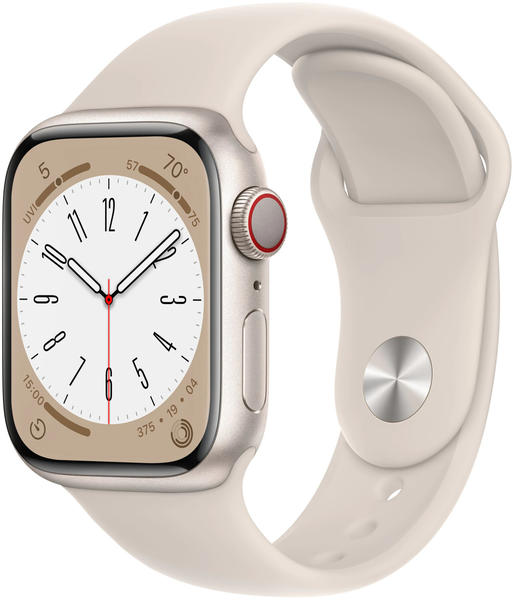 Apple Watch Series 8 4G 41mm Aluminium Polarstern Sportarmband Polarstern
