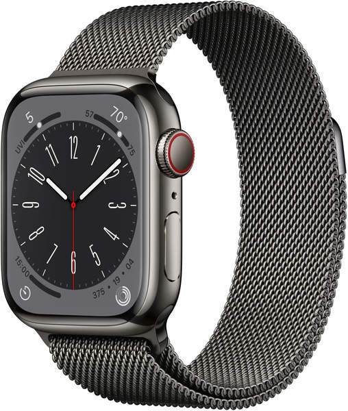 Apple Watch Series 8 4G 41mm Edelstahl Graphit Milanaise Graphit