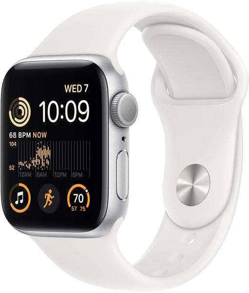 Apple Watch SE 2022 GPS 40mm silber Sportarmband weiß