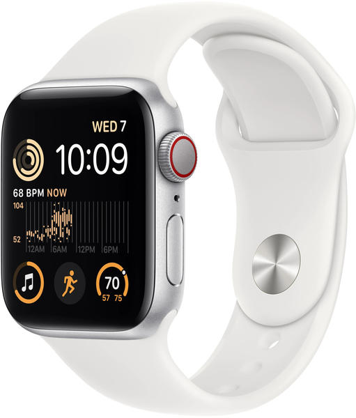 Apple Watch SE 2022 4G 40mm silber Sportarmband weiß