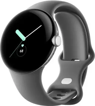 Google Pixel Watch 4G Polished Silver Sportarmband Charcoal