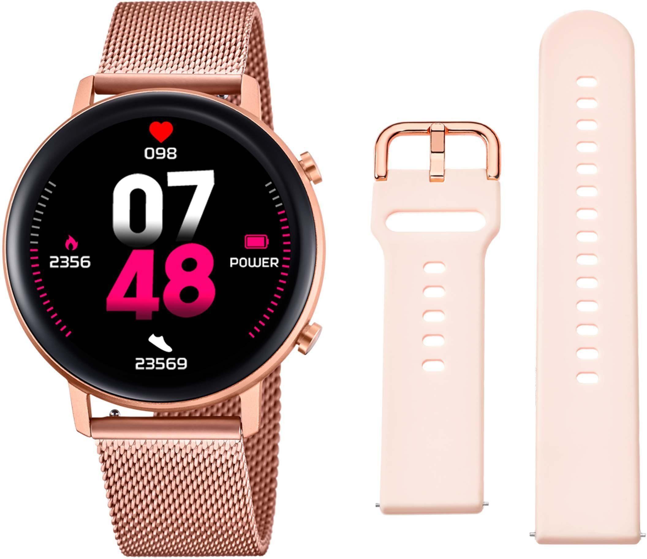Lotus Damen Smartwatch aus Edelstahl in der Farbe Roségold mit