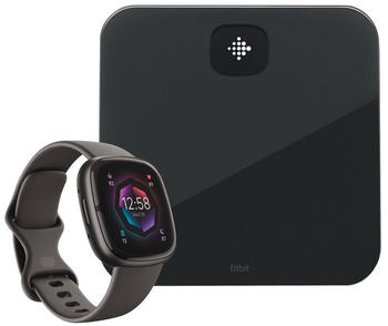 Fitbit Sense 2 Nachtgrau/Aluminium in Graphit + Aria Air