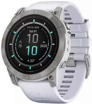 Garmin Epix&trade; Pro Gen 2 Sapphire 51mm Steinweiss/Titanium Titan + Silikon-Armband