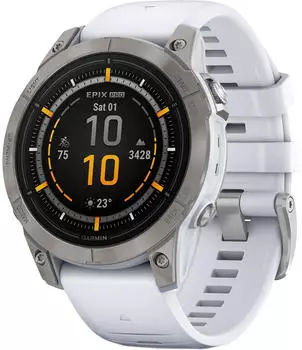 Garmin Epix&trade; Pro Gen 2 Sapphire 47mm Steinweiss/Titanium Titan + Silikon-Armband