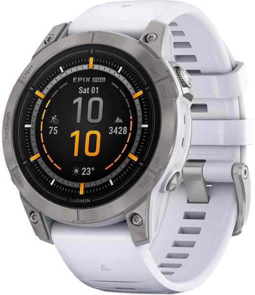 Garmin Epix™ Pro Gen 2 Sapphire 47mm Steinweiss/Titanium Titan + Silikon-Armband