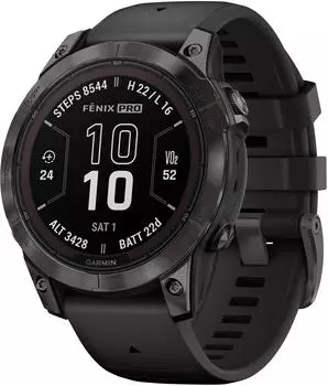 Garmin fēnix® 7 Pro Sapphire Solar Carbongrau Titan + Armband Schwarz