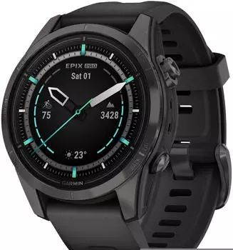 Garmin Epix&trade; Pro Gen 2 Sapphire 42mm Schwarz/Carbongrau Titan + Silikon-Armband