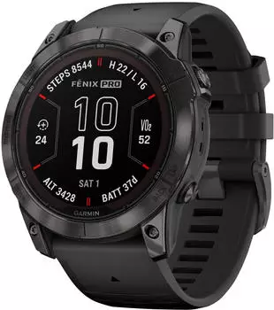 Garmin fēnix&reg; 7X Pro Sapphire Solar Carbongrau Titan + Armband Schiefergrau