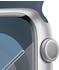 Apple Watch Series 9 GPS 45mm Aluminium Silber Sportarmband Sturmblau S/M