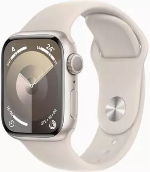 Apple Watch Series 9 GPS 41mm Aluminium Polarstern Sportarmband Polarstern S/M