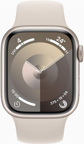 Apple Watch Series 9 GPS 41mm Aluminium Polarstern Sportarmband Polarstern S/M