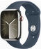 Apple Watch Series 9 4G 45mm Edelstahl Silber Sportarmband Sturmblau M/L