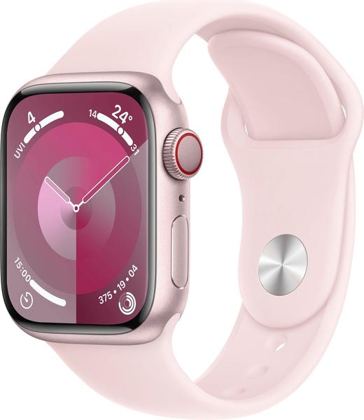 Apple Watch Series 9 4G 41mm Aluminium Rosé Sportarmband Hellrosa S/M
