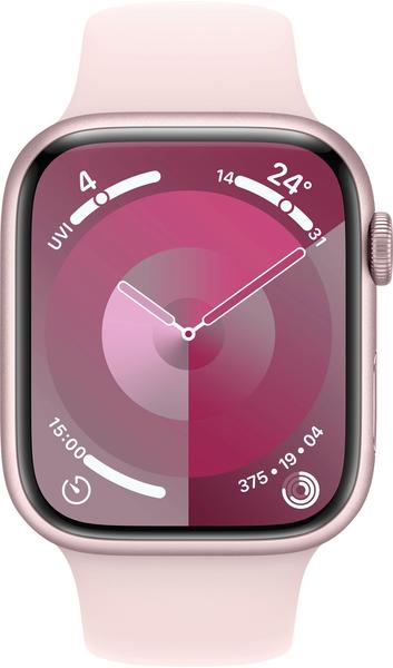 Apple Watch Series 9 GPS 45mm Aluminium Rosé Sportarmband Hellrosa S/M