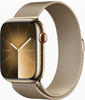 Watch Series 9, Smartwatch - gold/gold, Edelstahl, 45 mm, Milanaise Armbamd, Cellular