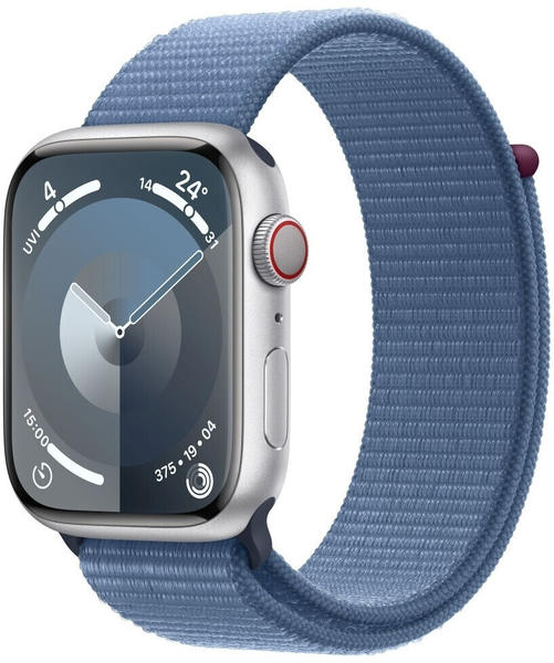 Apple Watch Series 9 4G 45mm Aluminium Silber Sport Loop Winterblau