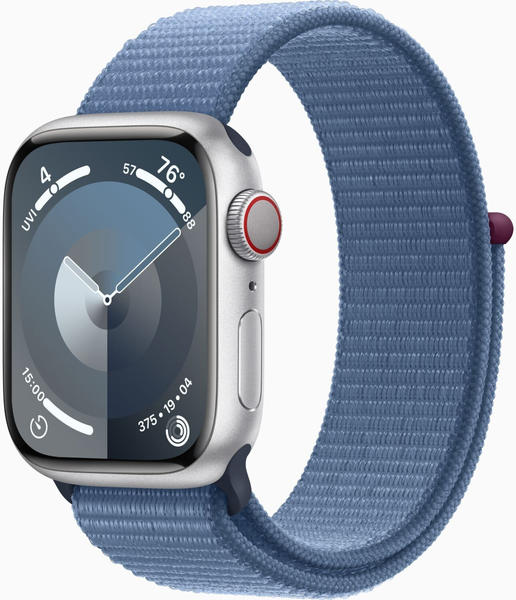 Apple Watch Series 9 4G 41mm Aluminium Silber Sport Loop Winterblau