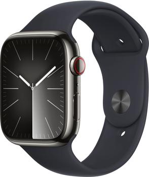 Apple Watch Series 9 4G 45mm Edelstahl Graphit Sportarmband Mitternacht S/M