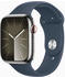 Apple Watch Series 9 4G 45mm Edelstahl Silber Sportarmband Sturmblau S/M
