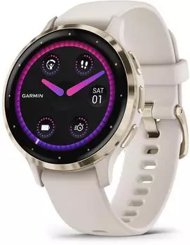 Garmin Venu 3S Elfenbein/Softgold Silikon-Armband