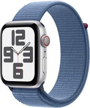 Apple Watch SE 2022 4G 44mm silber Sport Loop Winterblau