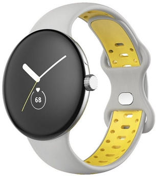 Wigento Google Pixel Watch Uhr Kunststoff / Silikon Armband Größe M / Frauen Ersatz Arm Band Grau / Gelb