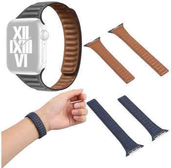Wigento Apple Watch Series Ultra 49mm 8 / 7 45mm / 6 SE 5 4 44mm / 3 2 1 42mm Uhr Kunst Leder / Silikon Armband Ersatz Arm Band Grau