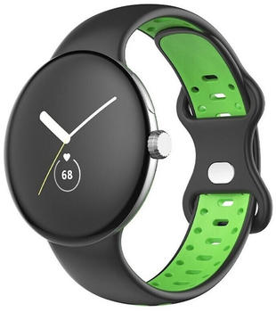 Wigento Google Pixel Watch Uhr Kunststoff / Silikon Armband Größe M / Frauen Ersatz Arm Band Schwarz / Grün